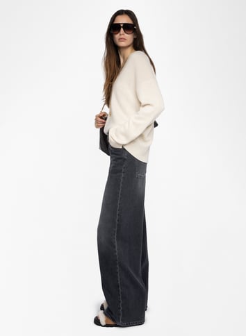 Pull col V en cachemire ZADIG&VOLTAIRE Blanc